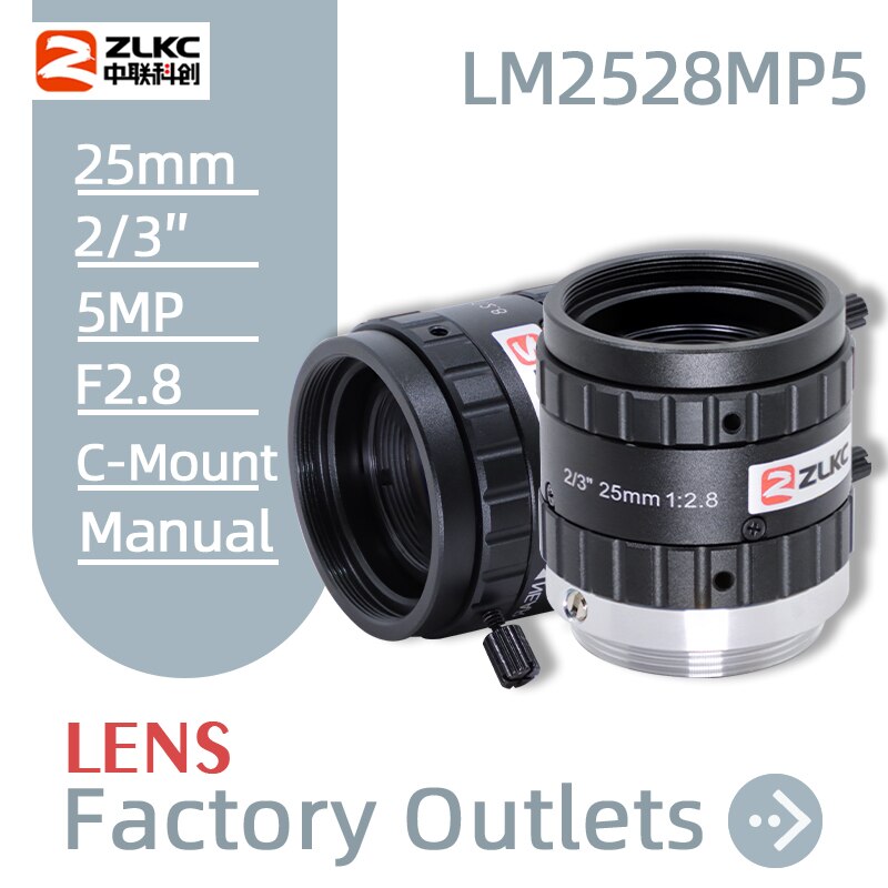 ZLKC 5.0 ްȼ ī޶ ,   ְ F2.8 FA 5MP C Ʈ , ӽ  ī޶, 25mm , 2/3 ġ